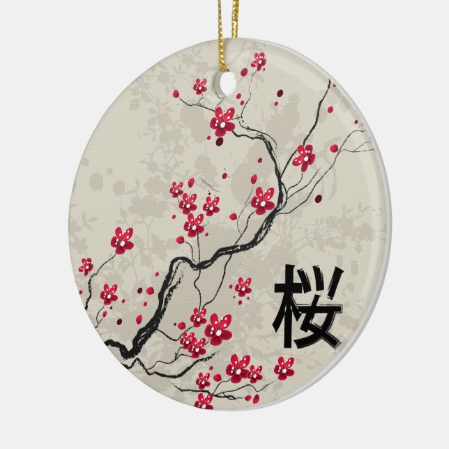Blommarna Oriental Stil Sakura Cherry  Art Julgransprydnad Keramik (Vänster)