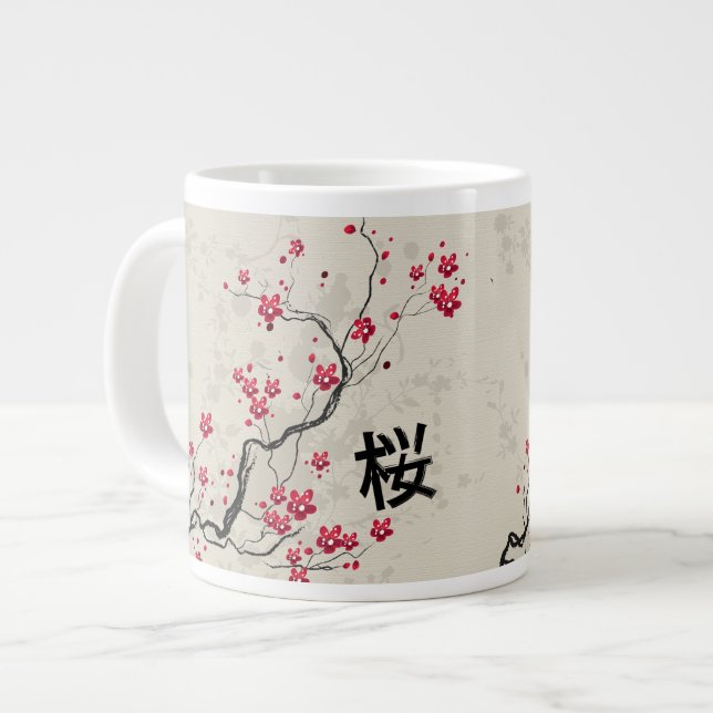 Blommarna Oriental Stil Sakura Cherry  Art Jumbo Mugg (Framsida vänster)