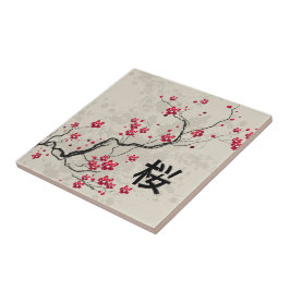 Blommarna Oriental Stil Sakura Cherry Art Kakelplatta