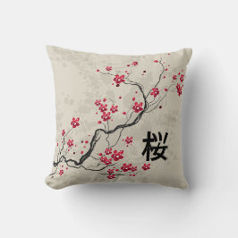 Blommarna Oriental Stil Sakura Cherry Art Kudde