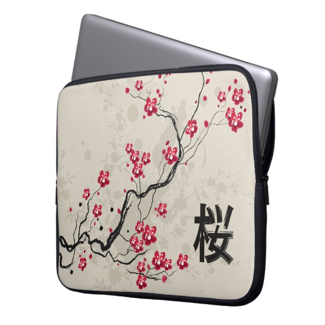Blommarna Oriental Stil Sakura Cherry  Art Laptop Fodral (Framsidan Vänster)