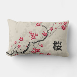 Blommarna Oriental Stil Sakura Cherry Art Lumbarkudde