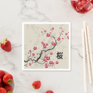 Blommarna Oriental Stil Sakura Cherry  Art Pappersservett