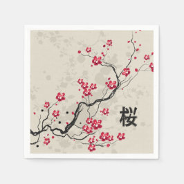 Blommarna Oriental Stil Sakura Cherry Art Pappersservett