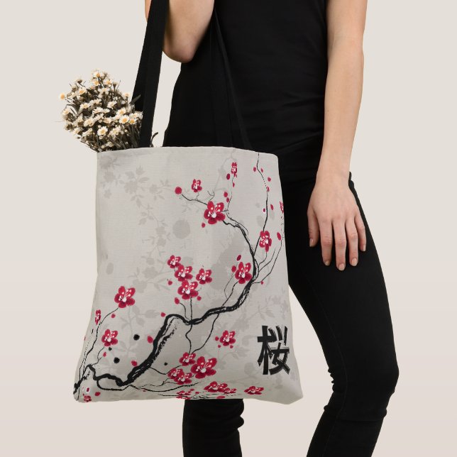 Blommarna Oriental Stil Sakura Cherry  Art Tygkasse (Närbild)