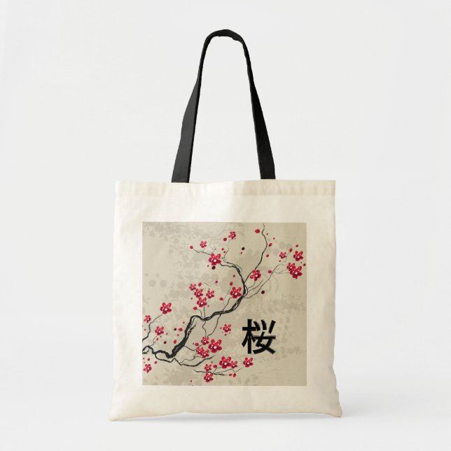 Blommarna Oriental Stil Sakura Cherry  Art Tygkasse (Framsidan)