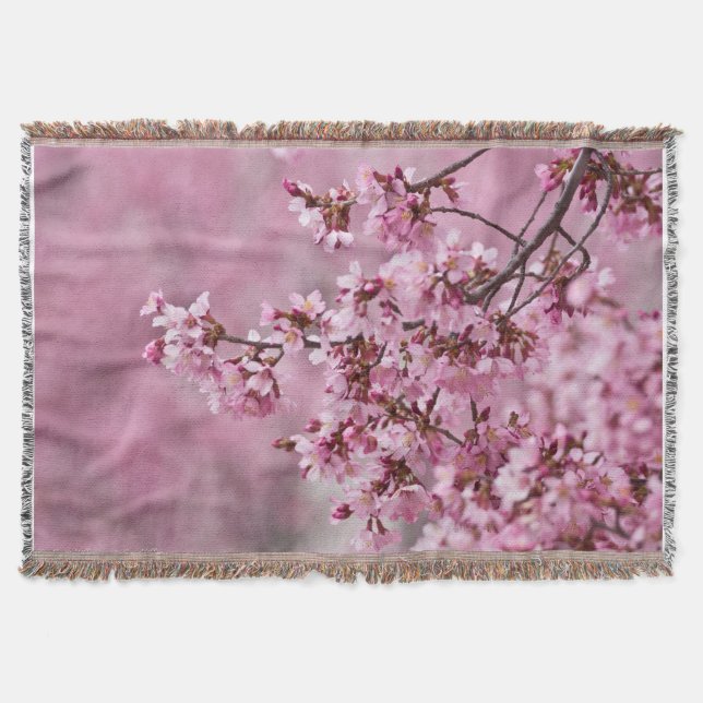 Blommarna Pastel Rosa Lagrar Filt (Framsidan)