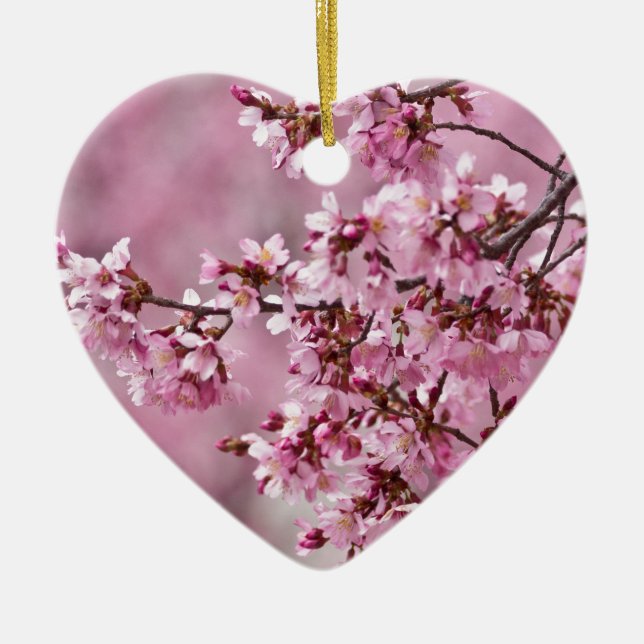 Blommarna Pastel Rosa Lagrar Julgransprydnad Keramik (Framsidan)