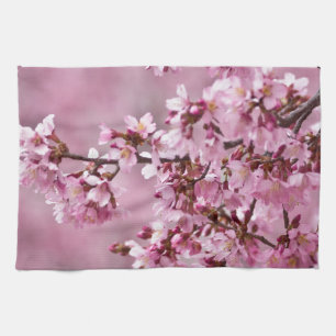 Blommarna Pastel Rosa Lagrar Kökshandduk