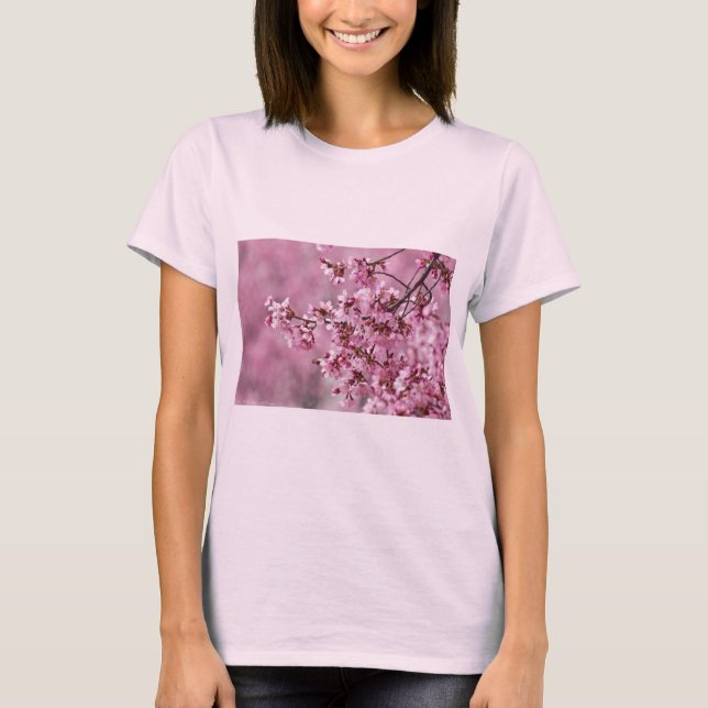 Blommarna Pastel Rosa Lagrar T-shirt (Framsida)