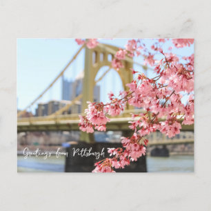 Blommarna Pittsburgh Bridge och Cherry Vykort