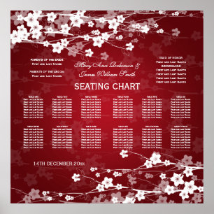 Blommarna Red för körsbärsschemat i elegant bröllo Poster