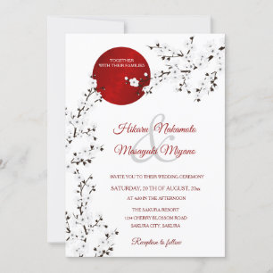 Blommarna Red Stigning Sol White Cherry BRÖLLOP Inbjudningar