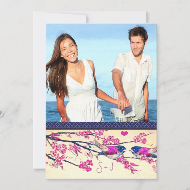 Blommarna Rosa av marockansk foto Kärlek av fågel  Inbjudningar (Framsida)