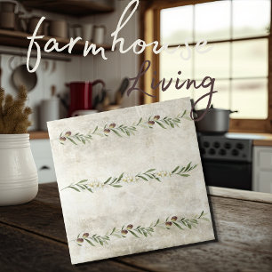 Blommarna Rustic för Olive & Grenar Blommigt Kakelplatta
