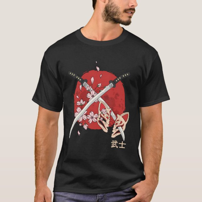 Blommarna Samurai Katana Swo T Shirt (Framsida)