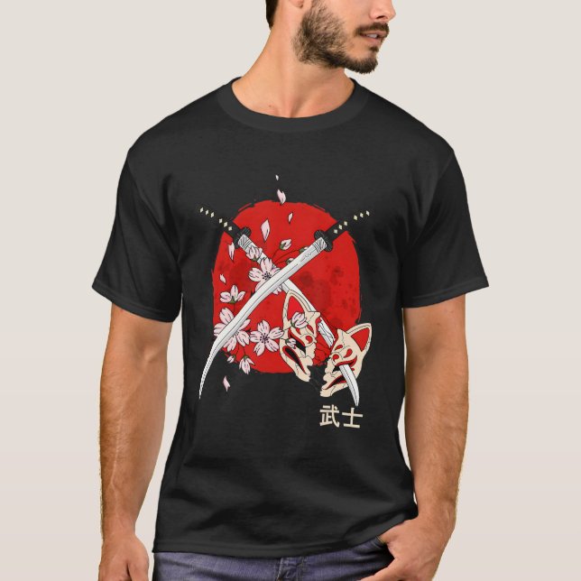 Blommarna Samurai Katana Swo T Shirt (Framsida)