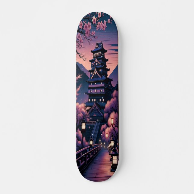 Blommarna Twilight Castle och Cherry Mini Skateboard Bräda 18,5 Cm (Framsida)
