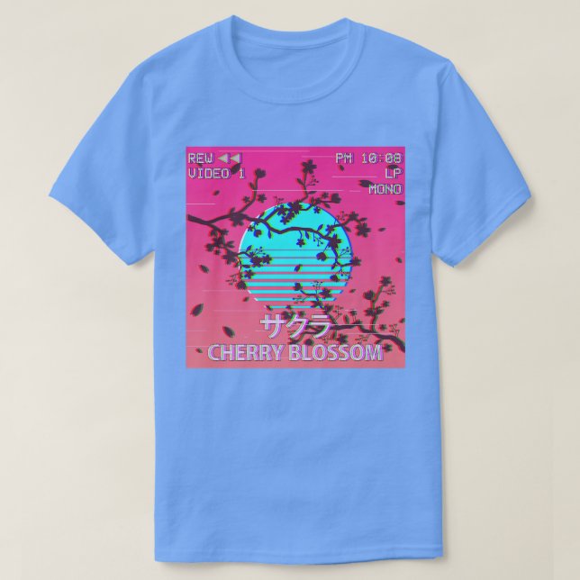Blommarna Vaporwave Aesthetic Japura Cherry T Shirt (Design framsida)