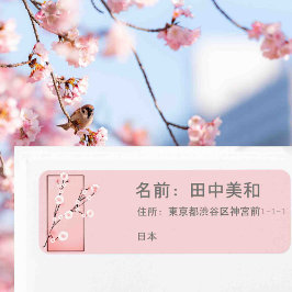 Blommarna vår - Sakura - personlig Returadress Etikett