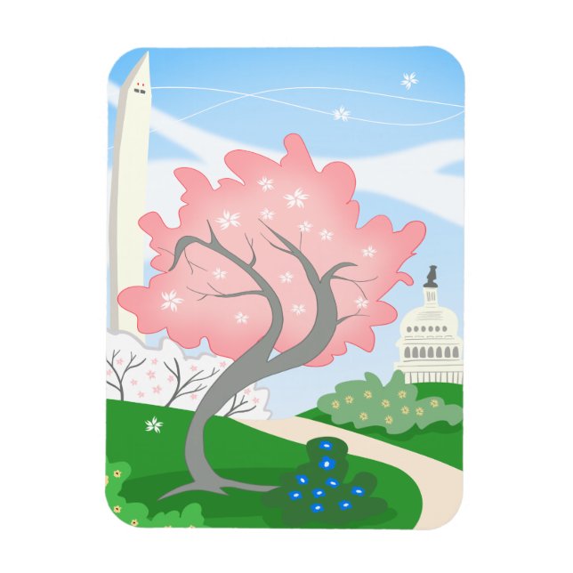 Blommarna Washington DC Cherry i Bloom Magnet (Vertikal)