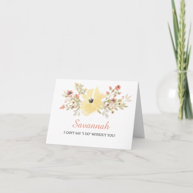Blommarna Watercolor Vår | Var min Bridesmaid? Inbjudan (Framsida)