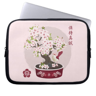 Blommarnas blommigt bonsai-fågelbild laptop fodral
