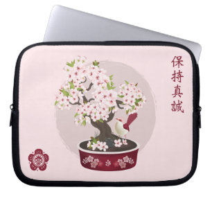 Blommarnas blommigt bonsai-fågelbild laptop fodral