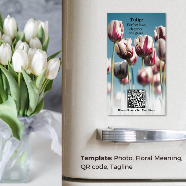 Blommarnas kunskaper: Tulip Education Magnetiska Visitkort (Blossom Knowledge: Tulip Educational Business Card Magnet)