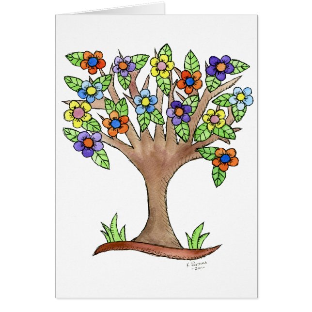 Blommarträd Hälsningskort (Framsidan)
