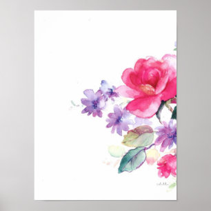 blommavattenfärgtryck poster