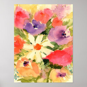 blommavattenfärgtryck poster