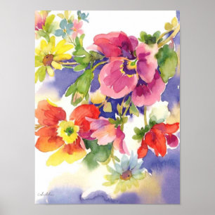 blommavattenfärgtryck poster