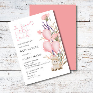 Blommblomma av sötad Little Lamb rosa vild Inbjudningar