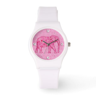Blommelefant - fuchsisk rosa armbandsur