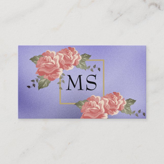 Blommelement | Monogram  Visitkort (Framsida)