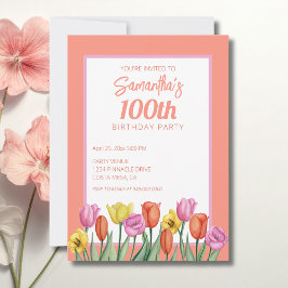 Blommig 100-årsfest inbjudningar