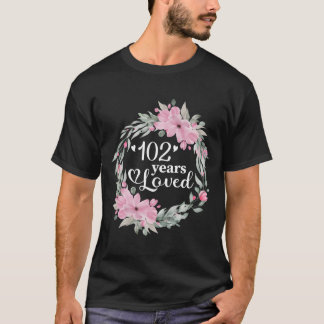 Blommig 102 Födelsedag 102:e T Shirt