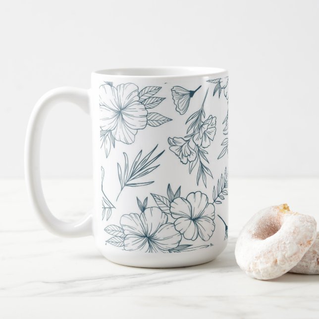 Blommig 15oz kaffemugg (Med munk)