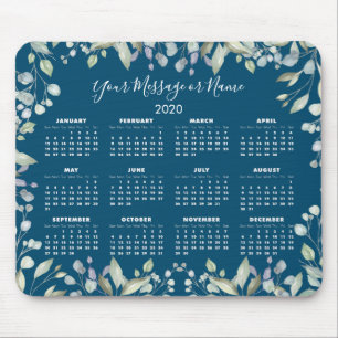Blommig 2020-kalender Ditt meddelande eller namn Musmatta
