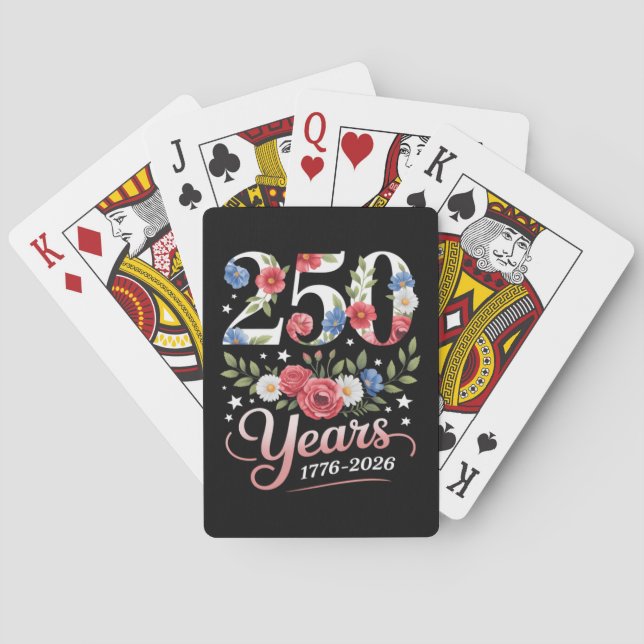 Blommig 250-årsjubileum 1776 2026 casinokort (Baksidan)