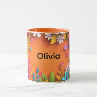 Blommig 3D med färgglada botaniska blommor, presen Mugg