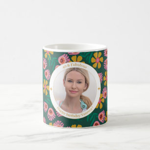 Blommig 40-års födelsedagsfoto elegant feminin kaffemugg