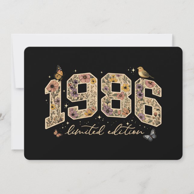 Blommig 40-årsdag Limited Edition 1986 Inbjudningar (Framsida)
