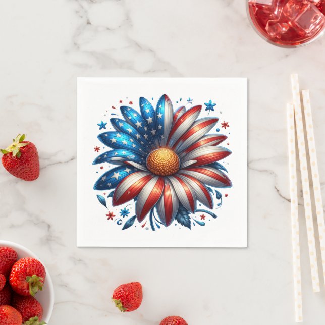 Blommig 4 juli pappersservett (Insitu)