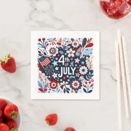 Blommig 4 juli pappersservett