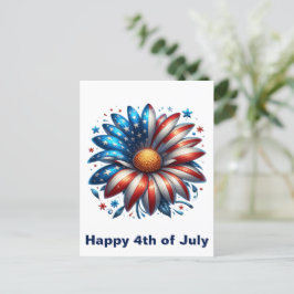 Blommig 4 juli vykort