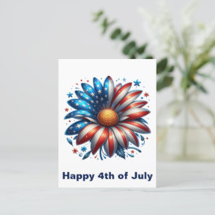 Blommig 4 juli vykort