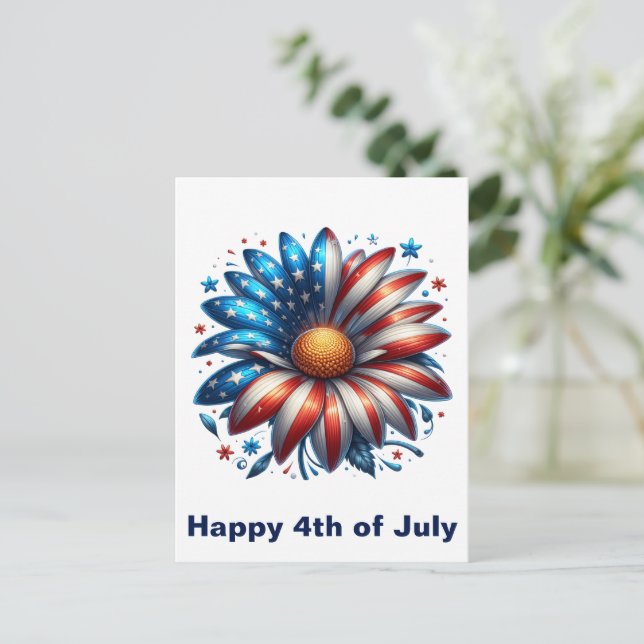 Blommig 4 juli vykort (Stående Fram)