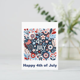 Blommig 4 juli vykort